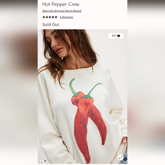 Free People Tops - Free People X Retro Brand Upcycled Perfectly Cropped Hot Pepper Crew Sweatshirt